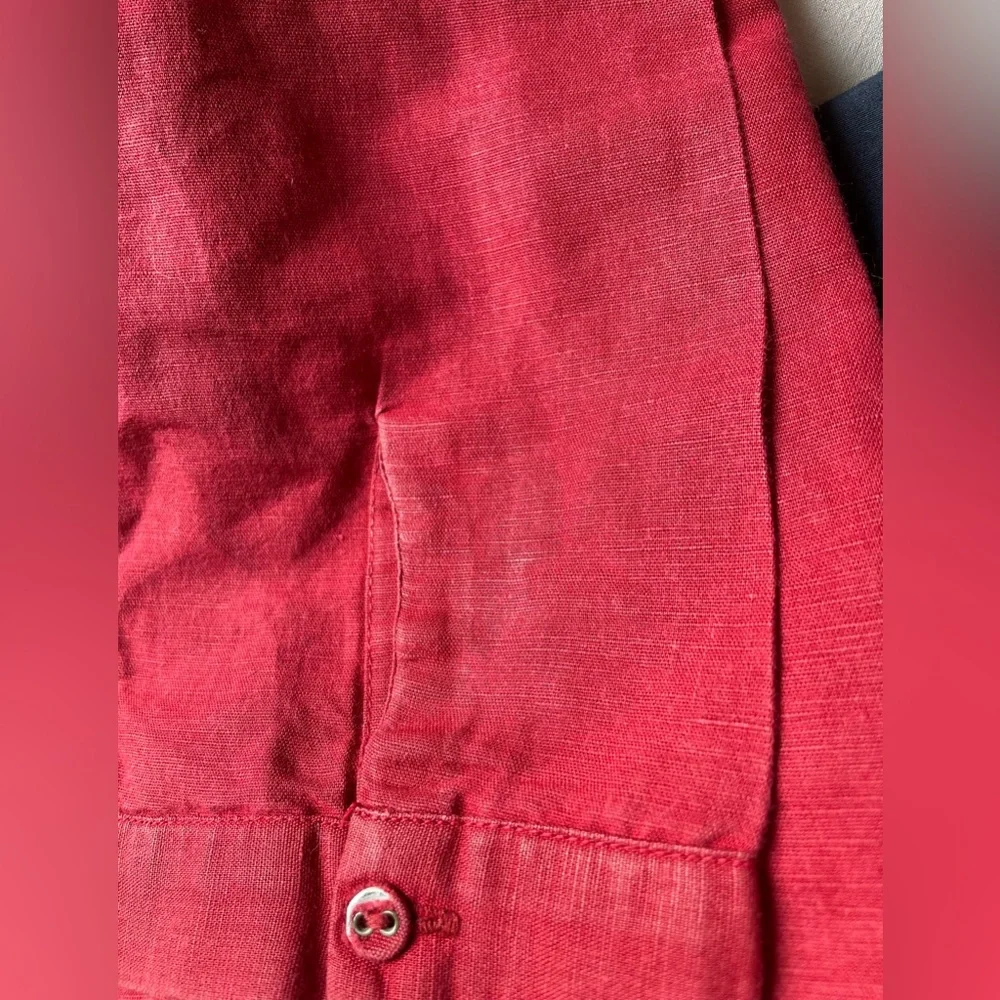 Fab India elegant red linen shirt in Size S, chest upto 34 inches,unique design - Picture 4 of 5